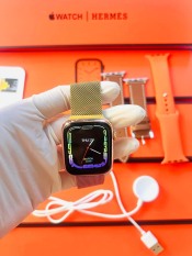 đồng hồ thông minh smart watch seri 8 hermes viền thép 45mm siêu cao cấp , có logo táo , chống nước , định vị, sạc không dây nghe gọi , đo nhịp tim… , bảo hành 24 tháng