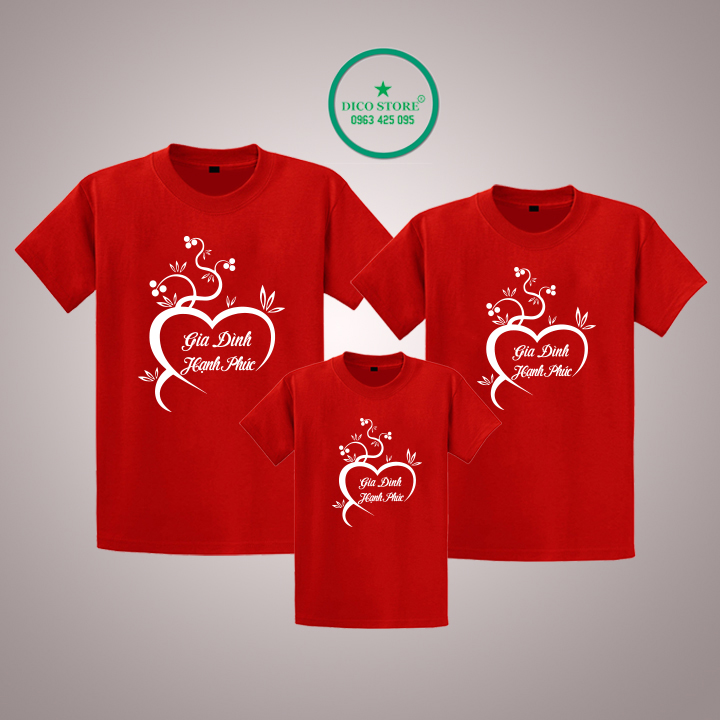 ÁO THUN GIA ĐÌNH HẠNH PHÚC TAY NGẮN  VẢI THUN COTTON MỀM MỊN ( 75K/ 1 ÁO )