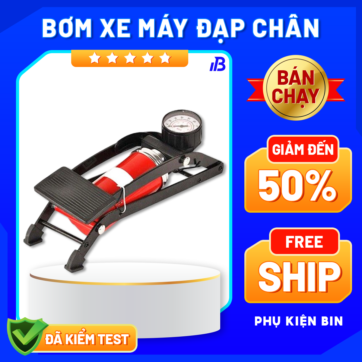 Bơm hơi đạp chân, Bơm xe máy đạp chân, Bơm lốp xe máy