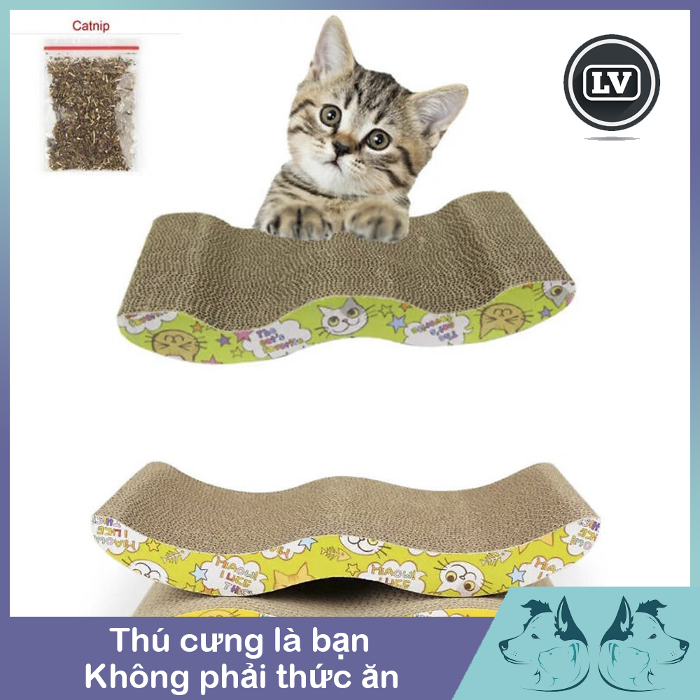 Đồ chơi chó mèo, bàn cào móng cho mèo, bàn cào lượn sóng size nhỏ Phụ Kiện Long Vũ
