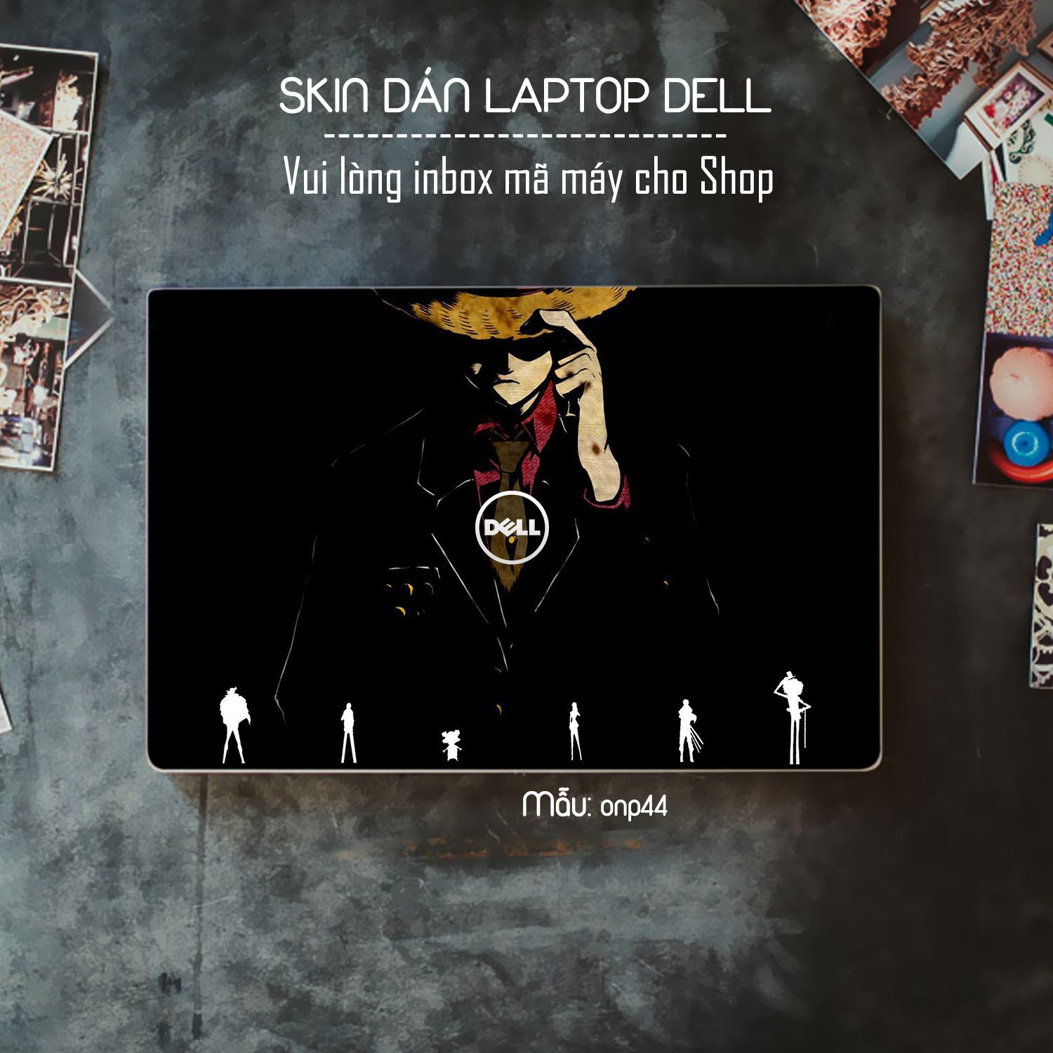 Decal Skin dán Laptop Dell mẫu One Piece (inbox mã máy cho shop)