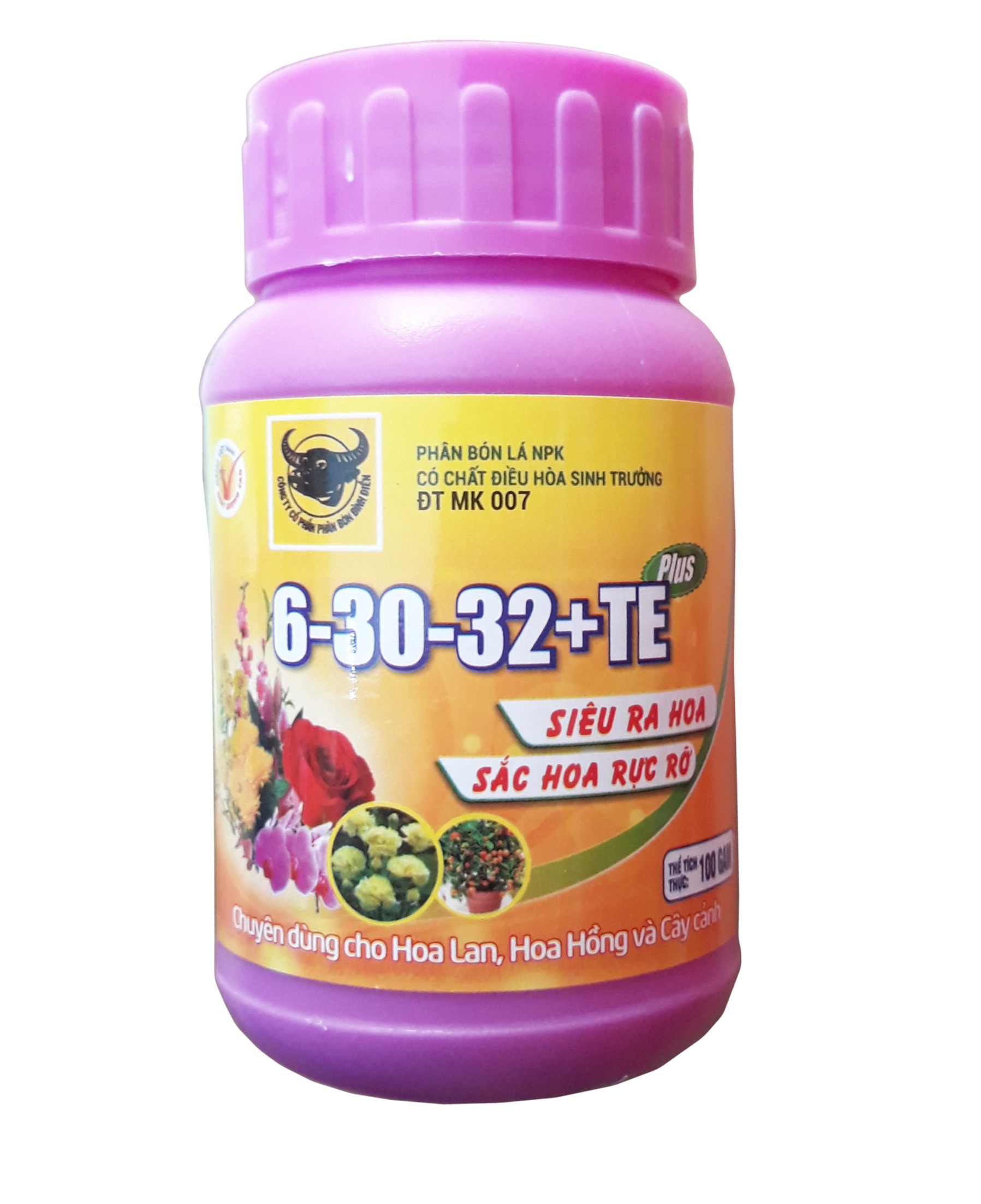Phân Bón Lá Đầu Trâu NPK Siêu Ra Hoa - Sắc Hoa Rực Rỡ 6-30-32+TE (Chai 100gam) Chỉ sự dụng cho cây trồng * Tránh Phun khi trời nắng gắt