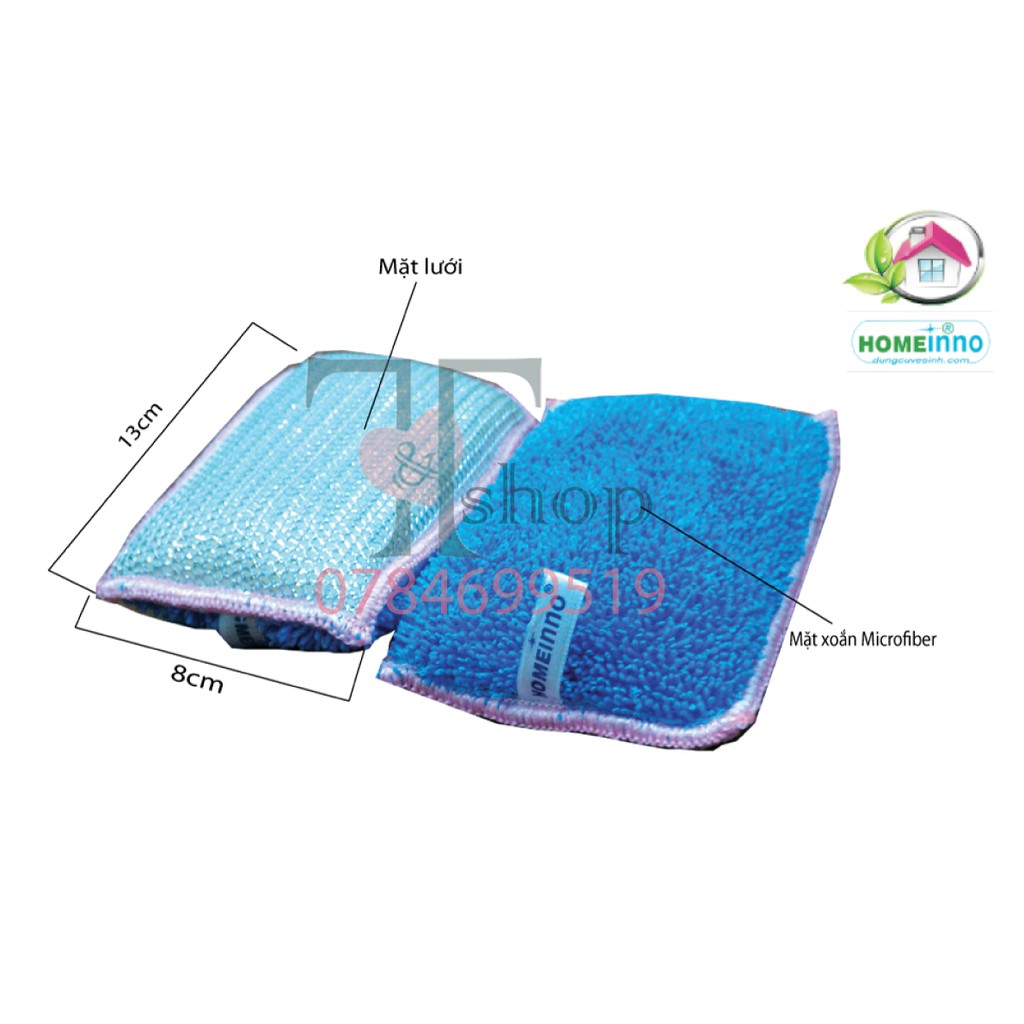 Combo 2 Miếng Rửa Chén Homeinno Vải Microfiber Cao Cấp Siêu Bền