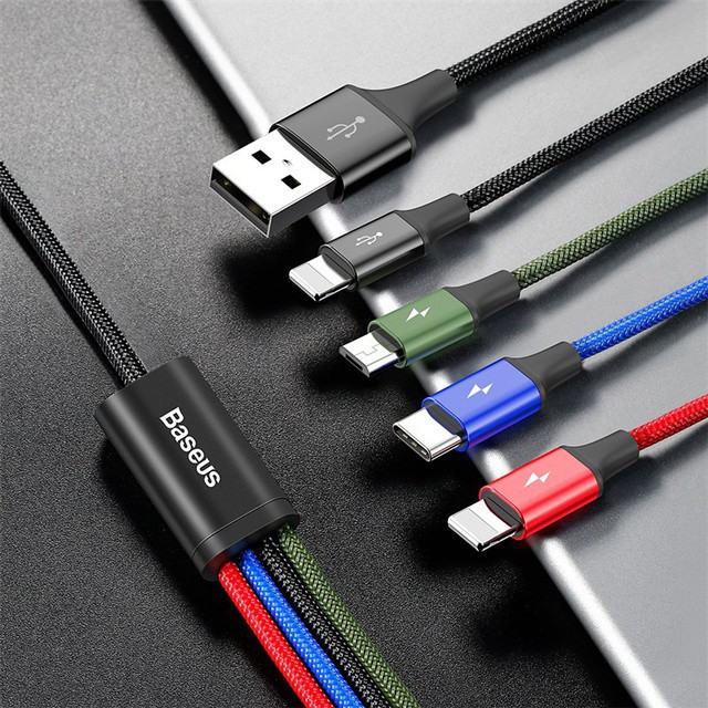 Cáp Sạc Nhanh Đa Năng Baseus 4 Đầu Cho iPhone/ iPad Smartphone & Tablet Android dài 1m2