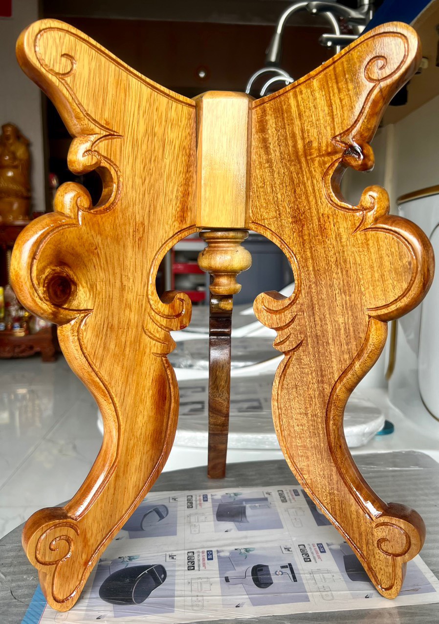 Chò gỗ tràm 3 chân đặt đĩa trái cây thờ cúng cao 40cm