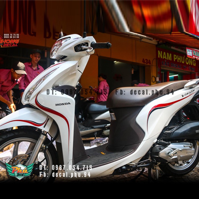 Tem rời Vision Mới Chỉ Đỏ Đen Xe Trắng A|Mẫu mã đa dạng|Chi tiết sắc nét|Nhận làm Tem rời theo Yêu Cầu