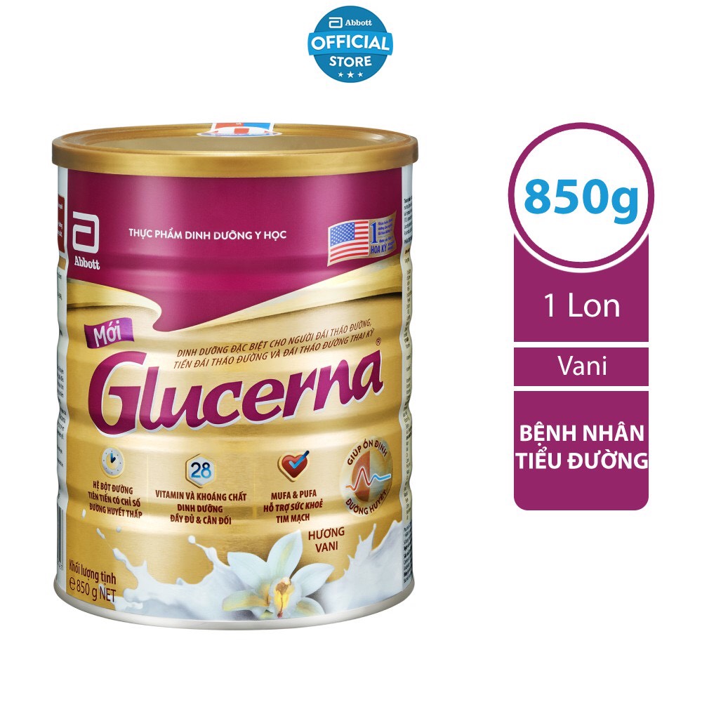 Combo 2 lon Sữa bột dành cho người bị tiểu đường Glucerna Abbott 850g.
