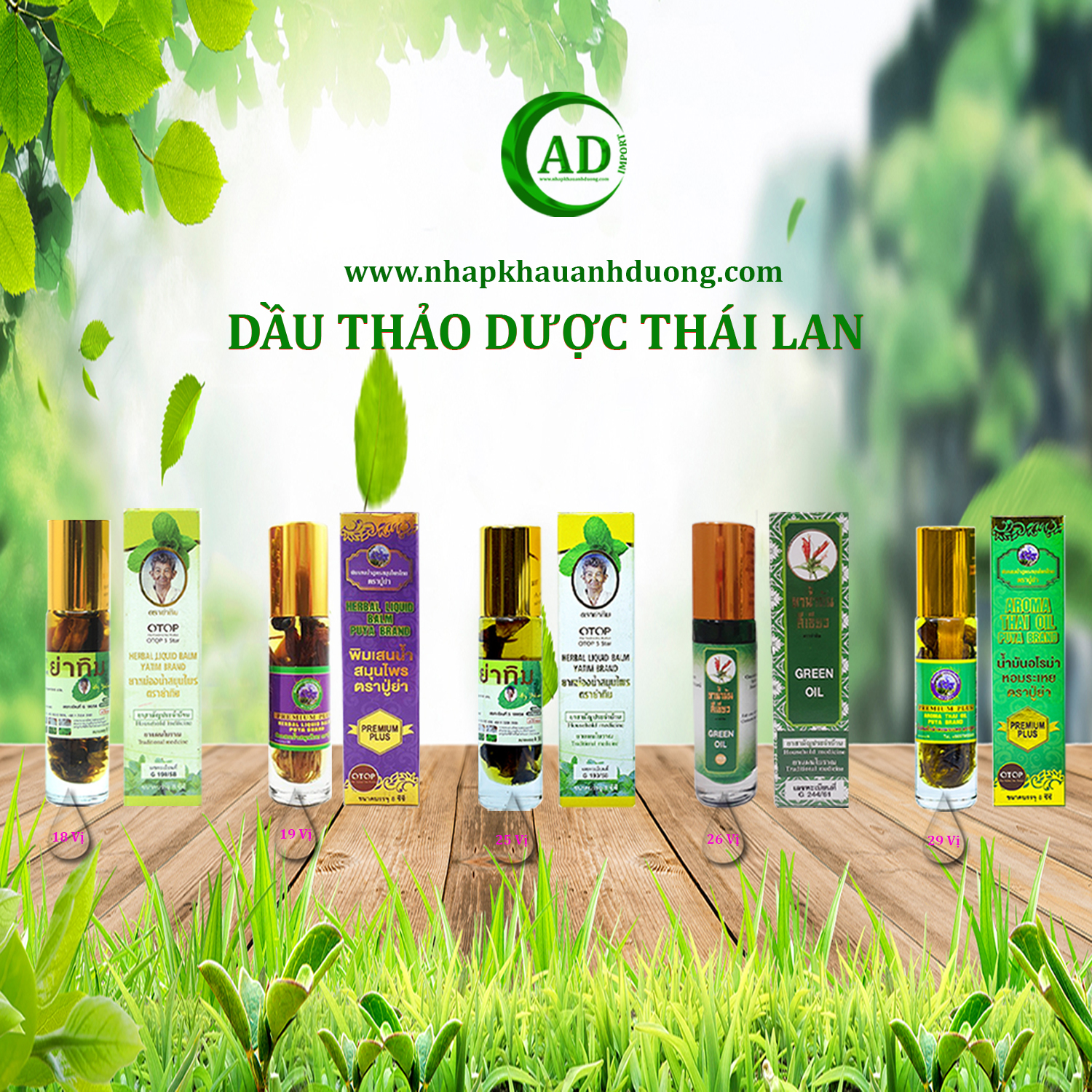 [ Lốc 12 Chai ] Dầu Lăn Thảo Dược 26 Vị Thái Lan (C/8ml)
