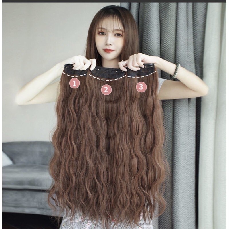 Tóc giả độn phồng 3 tệp uốn xù
