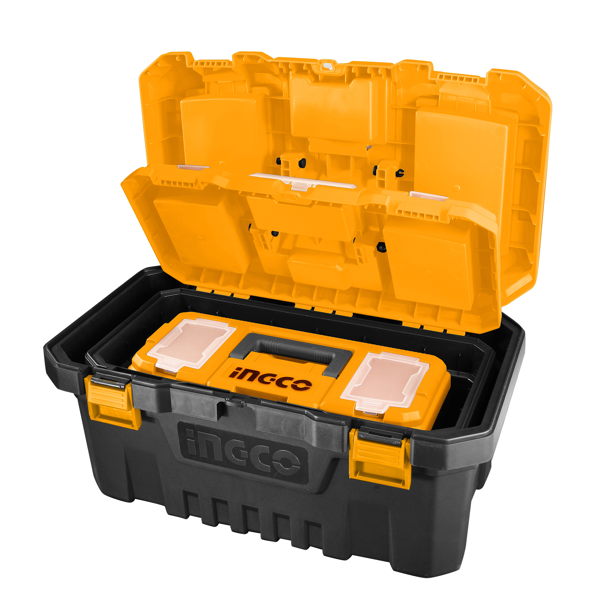 Bộ 3 Hộp Đựng Dụng Cụ Đồ Nghề INGCO PBXK0301 14" - 17" - 20", Có Khay Chứa Đồ, Cứng Cáp, Chắc Chắn