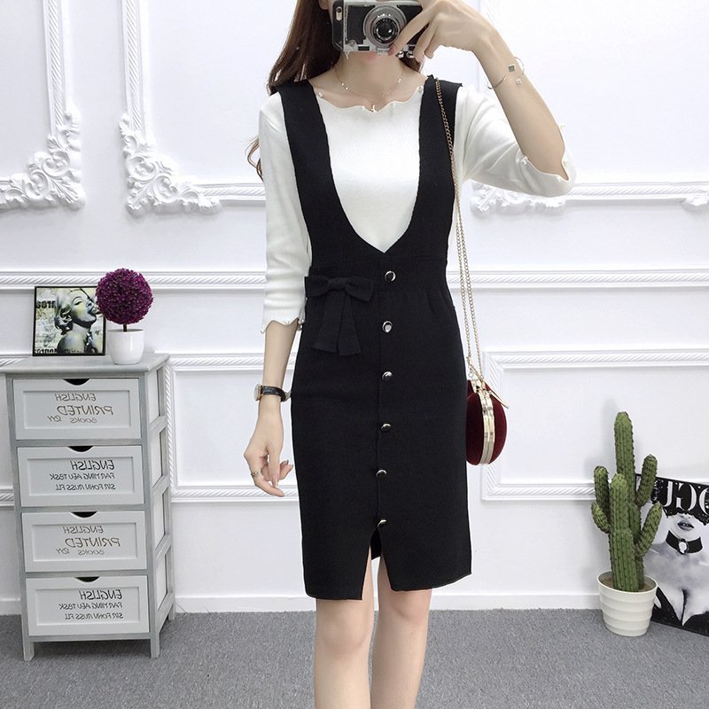 Đầm yếm len ôm body thời trang thu đông Al103