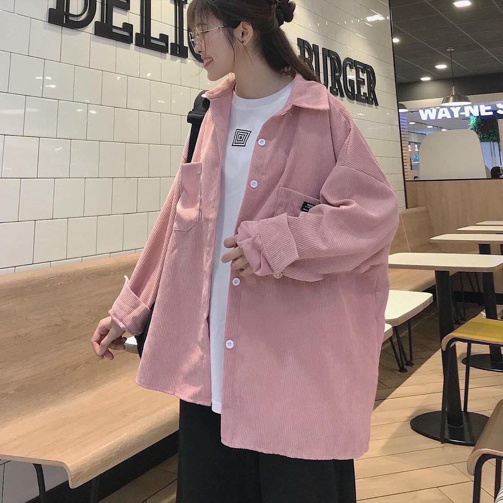 ÁO SƠ MI NHUNG TĂM FORM RỘNG UNISEX