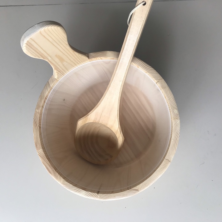 Xô muôi gáo gỗ cho phòng xông hơi