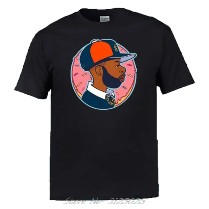 Funny J Dilla Donuts Rap Hip Hop Album Mens Black T Shirt Men Cotton Tees Streetwear High Quality Brand T Shirt Casual Short Sleeve O Neck Fashion Printed 100 Cotton Summer New To