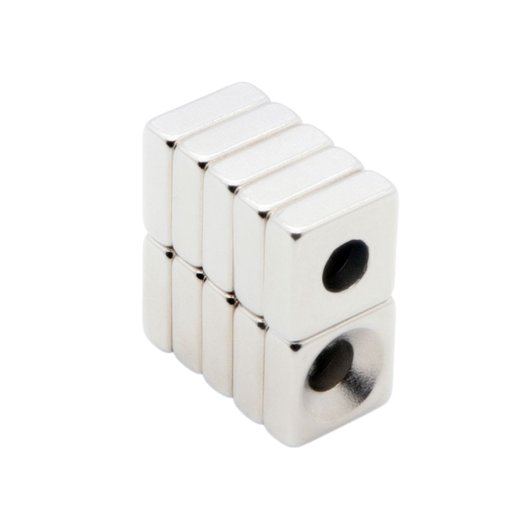 Nam châm đất hiếm kích thước 10x10x4mm lỗ vát set 10 viên lực hút mạnh