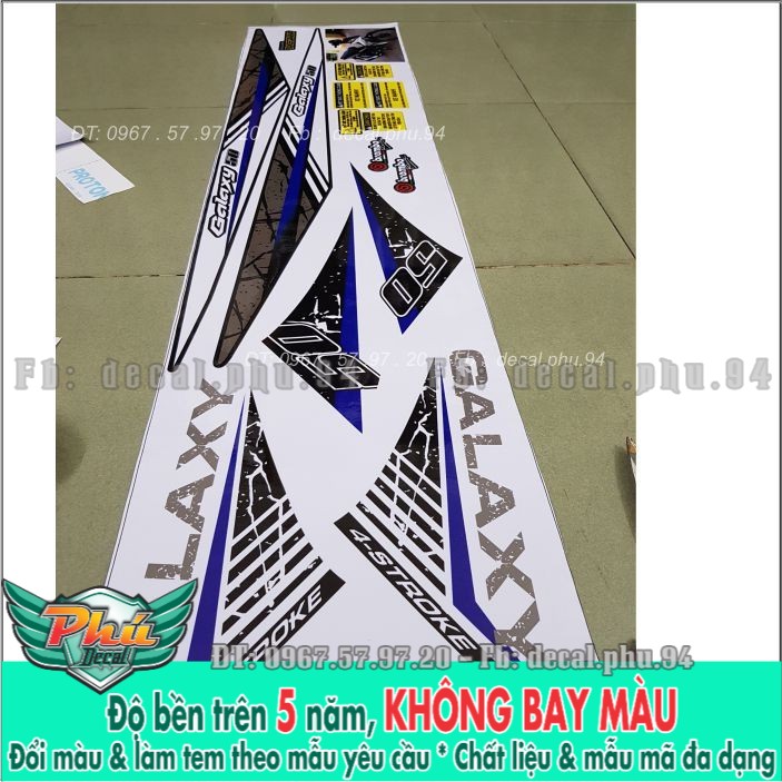 Tem rời Galaxy Zin Xanh trắng đen