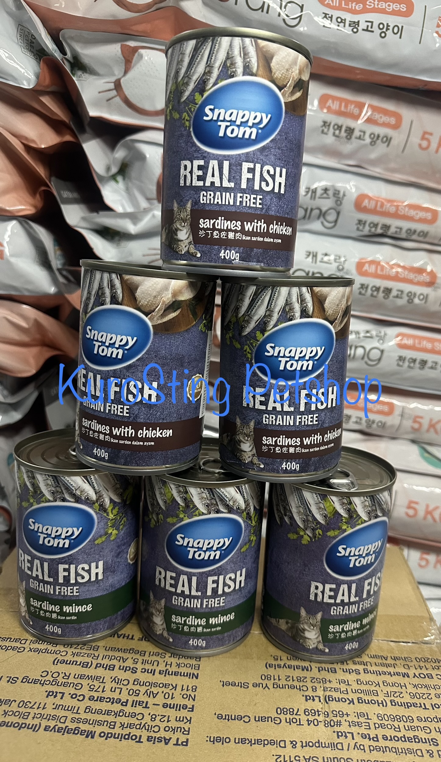 Pate cho mèo SnappyTom Lon 400g Rael Fish