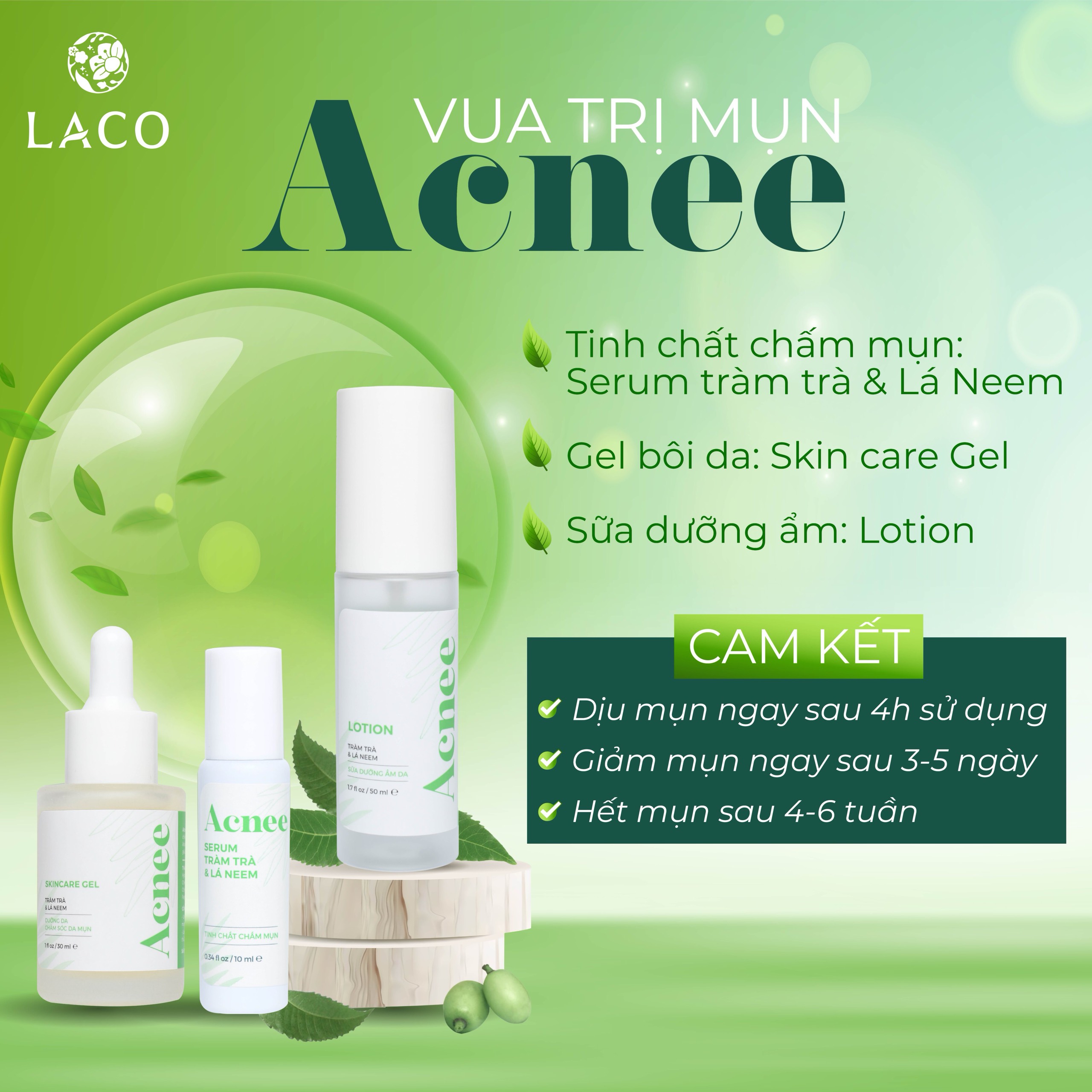 Trị Mụn Laco - bộ 3 Trị Mụn Laco [Tặng Sữa Rửa mặt]