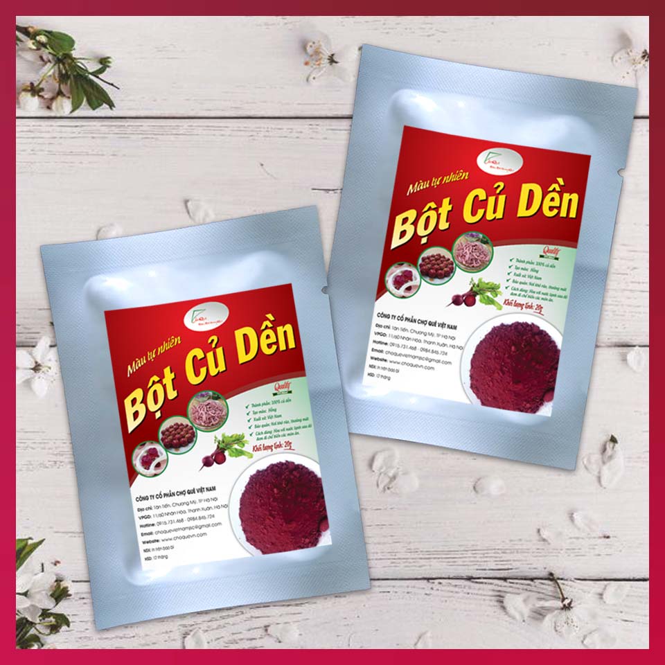 Bột Củ Dền Nguyên Chất Gói 20g nguyên chất 100% từ củ dền đỏ/củ dền tươi dùng tạo màu thực phẩm, bánh, thạch, đồ uống