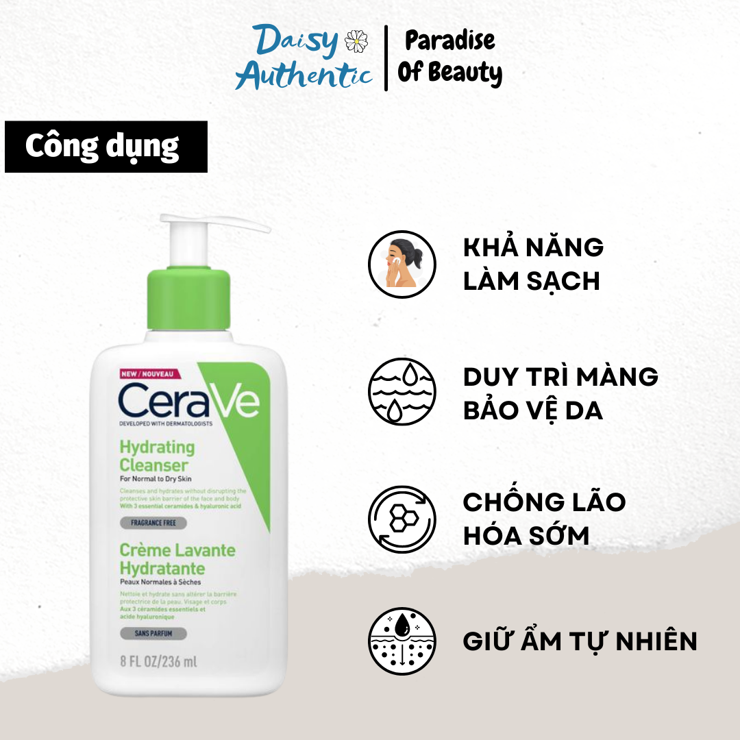 Sữa Rửa Mặt CERAVE Cleanser Da Dầu Da Khô 236ml 473ml