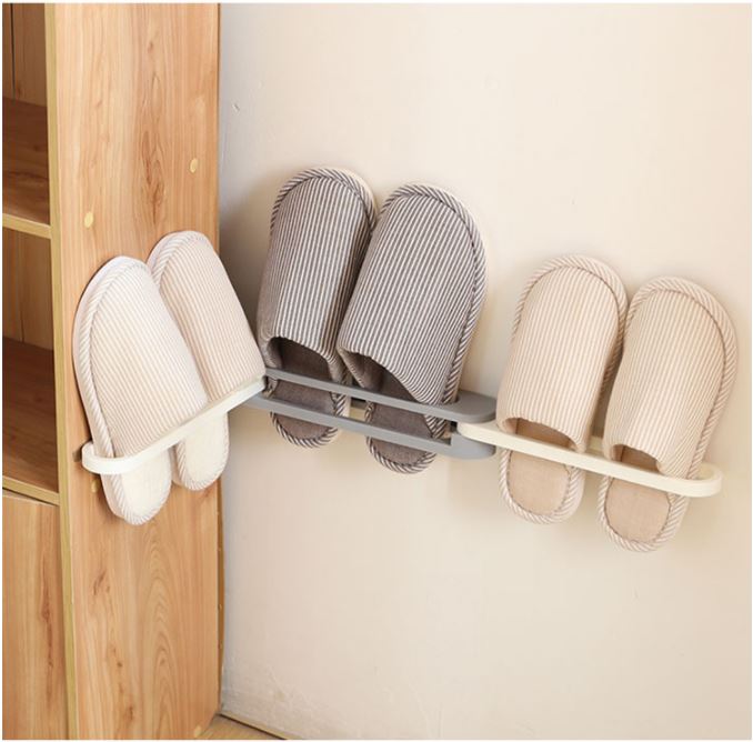 Multifunctional non-perforated wall-mounted shoe rack storage smart bathroom towel organizer