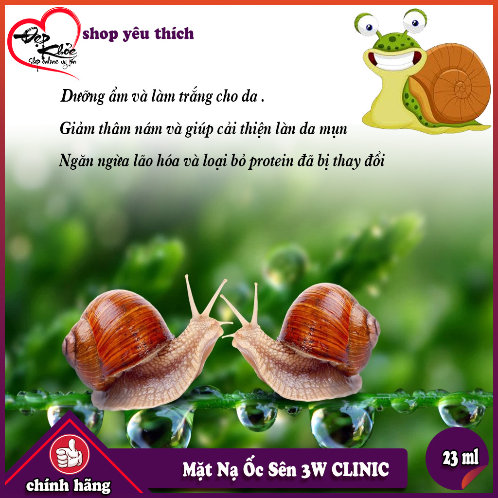 Mặt Nạ Ốc Sên 3W CLINIC Hàn Quốc ( Combo 10 Miếng )