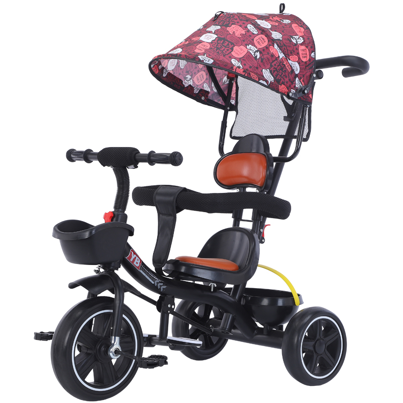 Xe đạp 3 bánh có mái che và tay đẩy ghế đệm