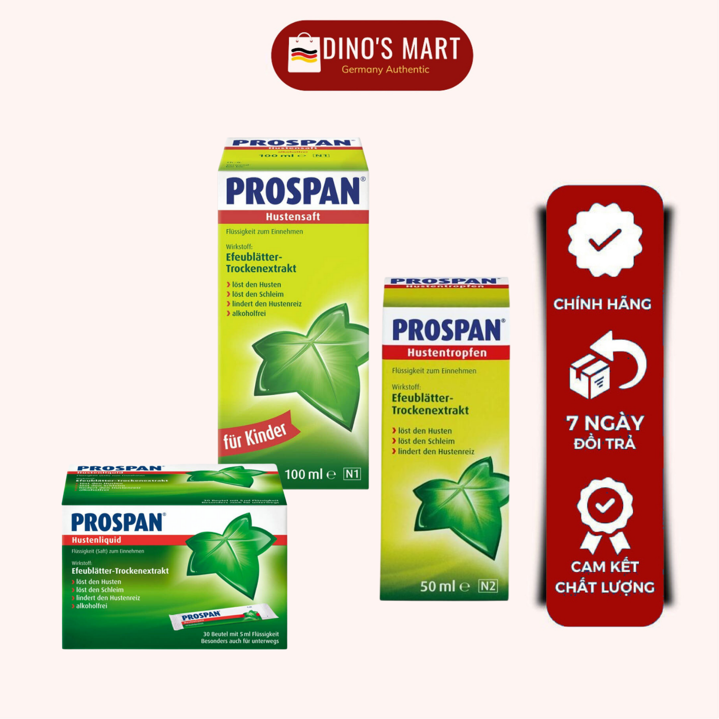 Siro Prospan Đức dạng chai, Prospan Đức gói, Tinh chất Prospan Đức