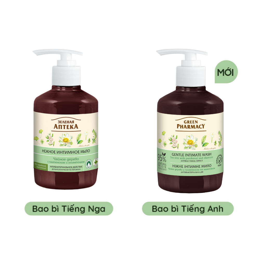 Dung dịch vệ sinh phụ nữ kháng khuẩn Zelenaya Apteka chiết xuất Cây Trà 370ml - BioTopcare Official