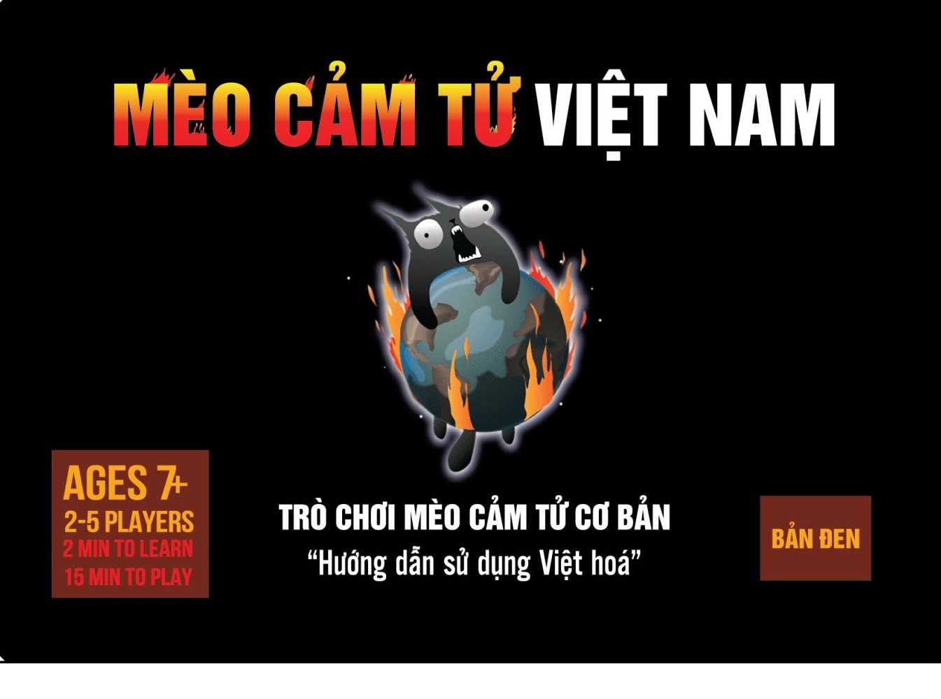 Thẻ bài Mèo nổ cảm tử Việt Nam hộp cứng loại xịn bản đen 18+ boardgame nhóm cơ bản kèm hướng dẫn tiếng Việt