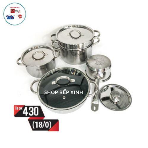 Bộ nồi inox bếp từ 3 đáy thân libi FIVESTAR 5 cái tặng 10 muỗng ăn inox