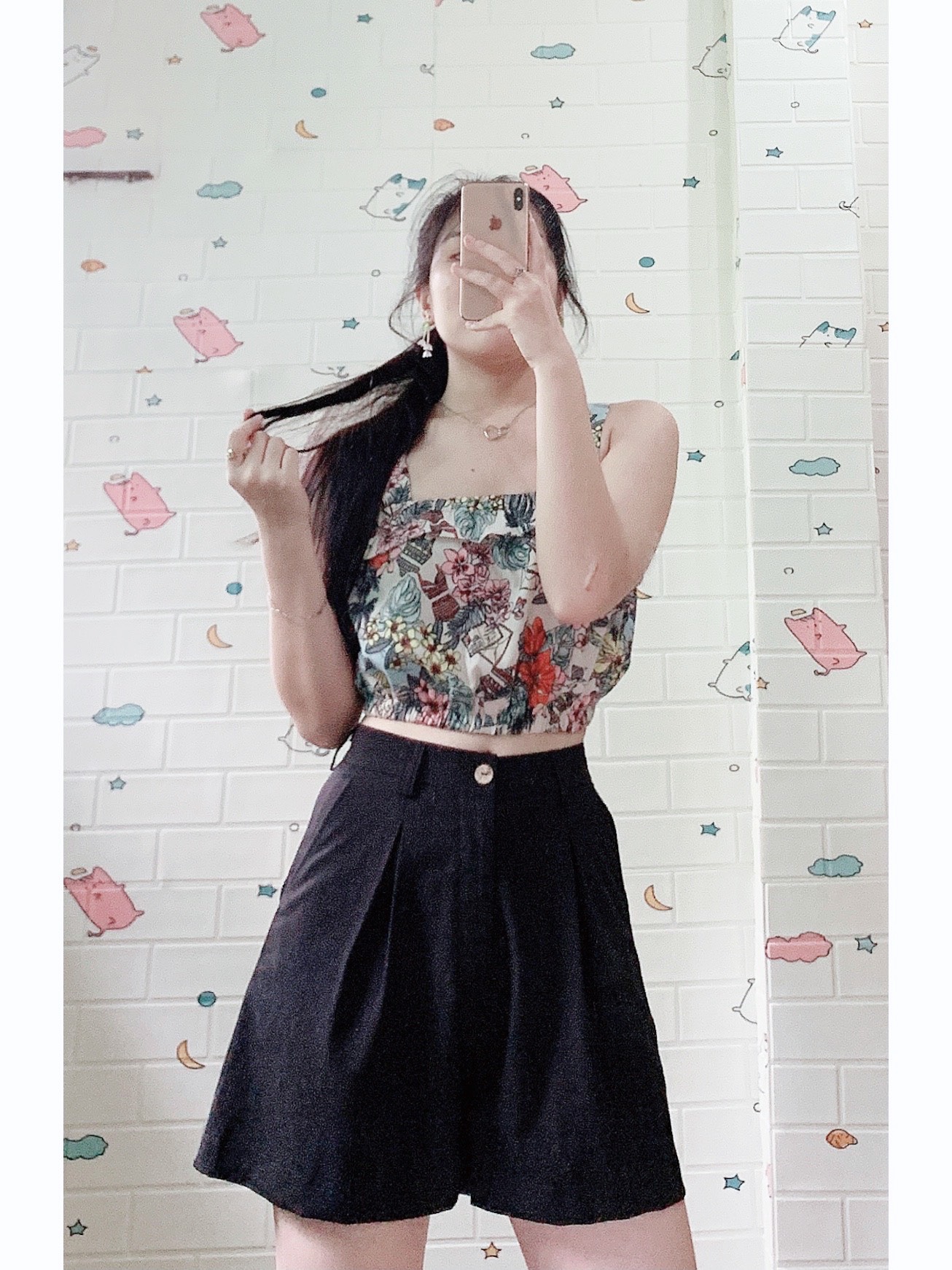 🔥HÌNH THẬT🔥 Quần short cap cao (trắng - đen)