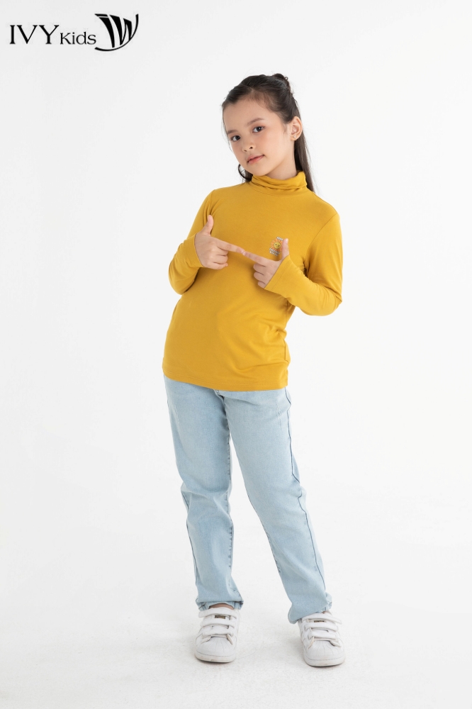 Áo thun bé gái cổ lọ IVY moda MS 58G1575