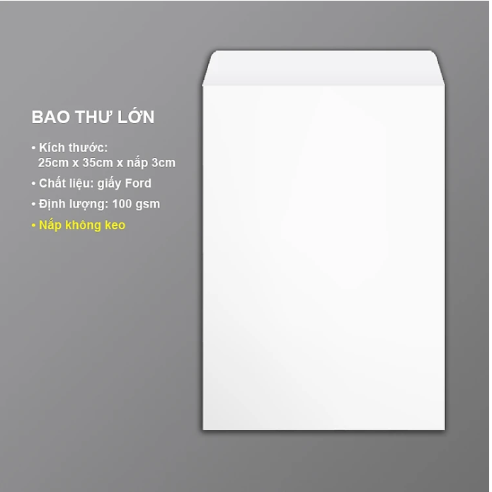 Bao thư trắng khổ a4 - 100gsm/120gsm