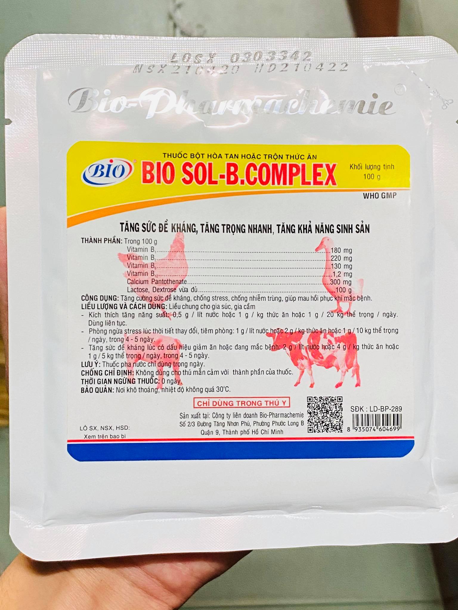 BIO SOL B COMPLEX (gói 100g) tăng đề kháng, tăng trọng nhanh.