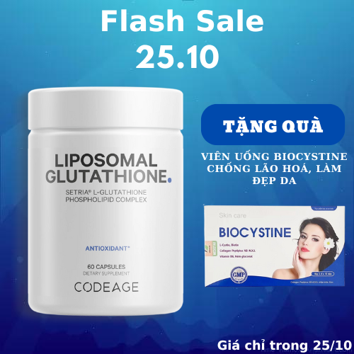 Viên Trắng Da Codeage Glutathione 500mg Liposomal Trắng Da, Thải Độc, Tăng Hệ Miễn Dịch