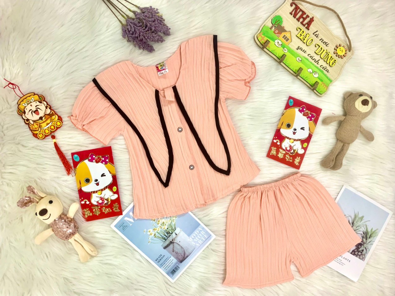 Bộ tơ xốp tay phồng bé