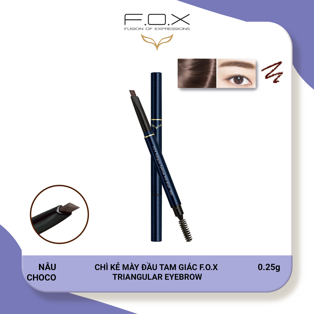 Chì Kẻ Mày FOX Đầu Tam Giác ( kèm ngòi ) Triangular Eyebrow 0.25g -FOX Mỹ phẩm thiên nhiên