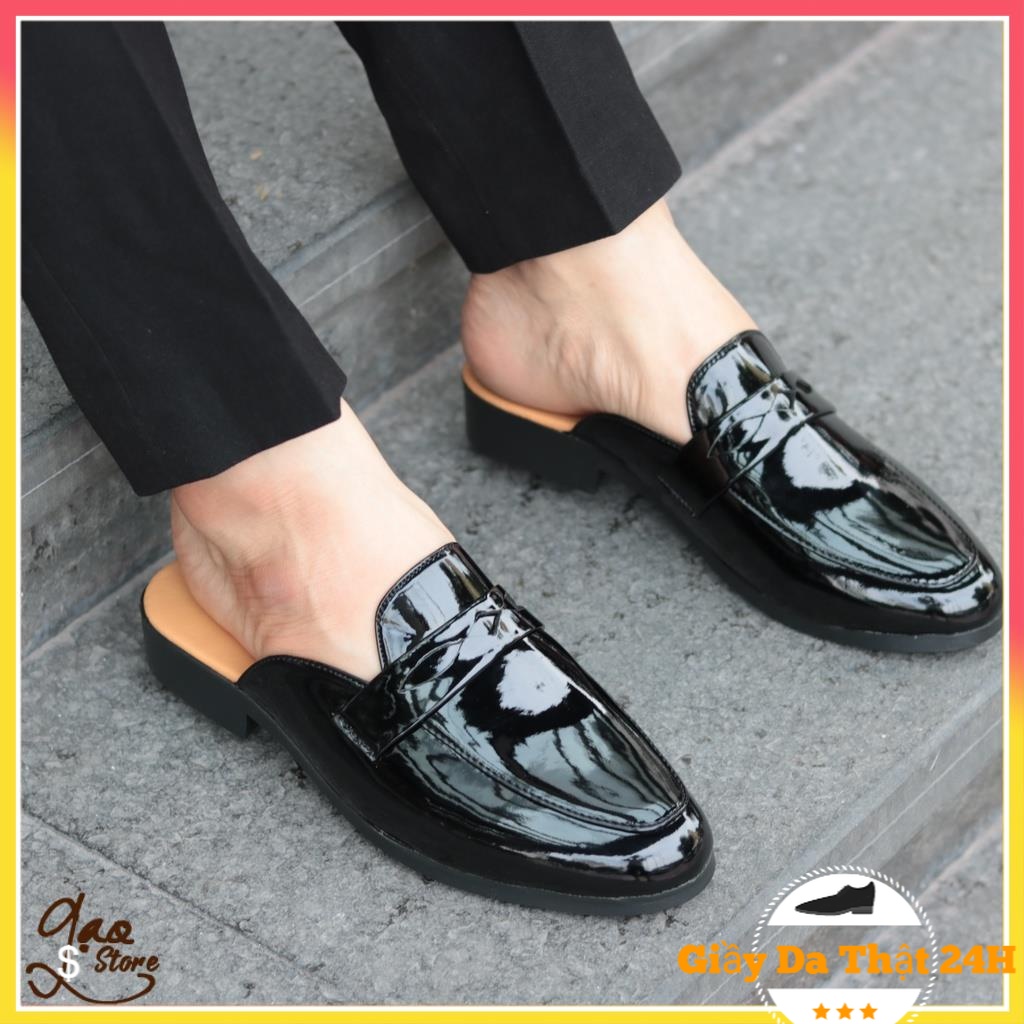 Giày Sục Nam Da Bóng Đơn Giản  [ Bảo Hành 3 Tháng ] Mã L196