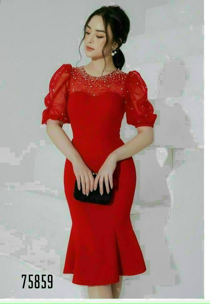 Đầm dự tiệc body nữ đuôi cá đính đá sang chảnh th vn3