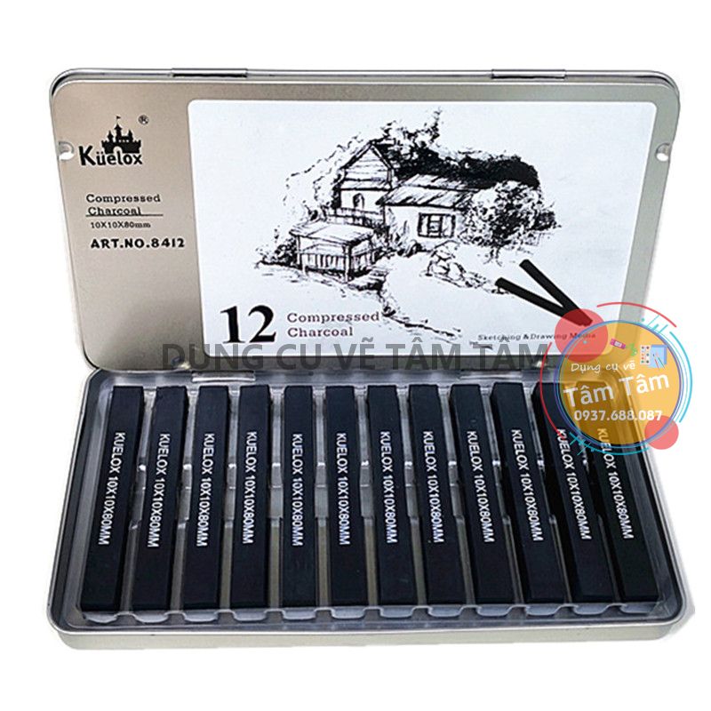 Than thỏi, Than vuông Kuelox Dụng cụ vẽ Tâm Tâm