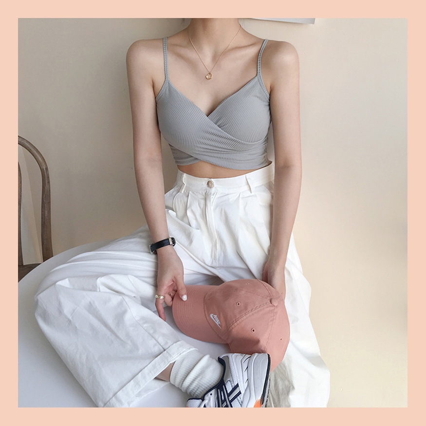 Áo Bra UNDERCOOL Cotton Thoáng Mát May Chéo Có Đệm Ngực