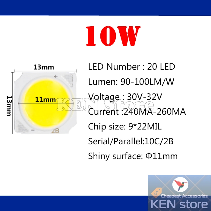 Bóng led 3W 5W 7W 10W vuông 13mm