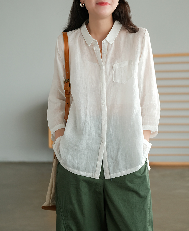 Sơ mi linen mỏng, có túi ngực - SM228