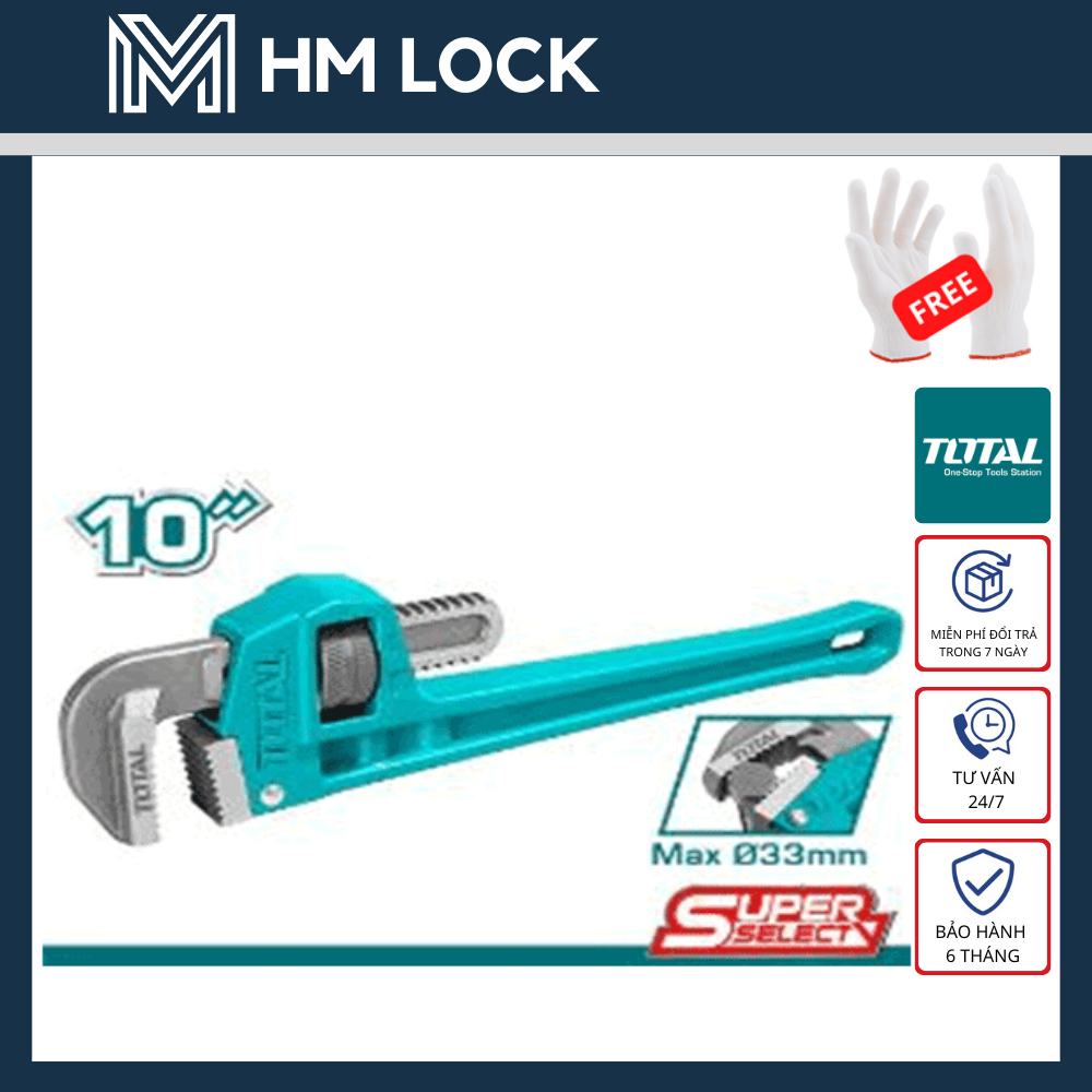 Mỏ lết răng size 8, 10, 12, 14, 18, 24 inch total - hàng chính hãng - hm lock