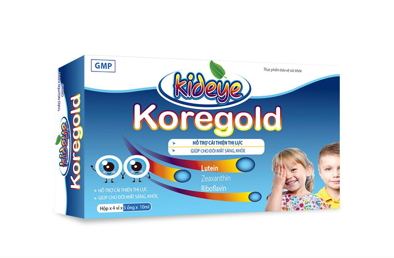 Siro sáng mắt cho trẻ nhỏ KID EYE Kore Gold - thành phần 100% thảo dược - giúp cải thiện thị lực, mắt sáng khỏe - Hộp 20 ống x10ml chuẩn GMP