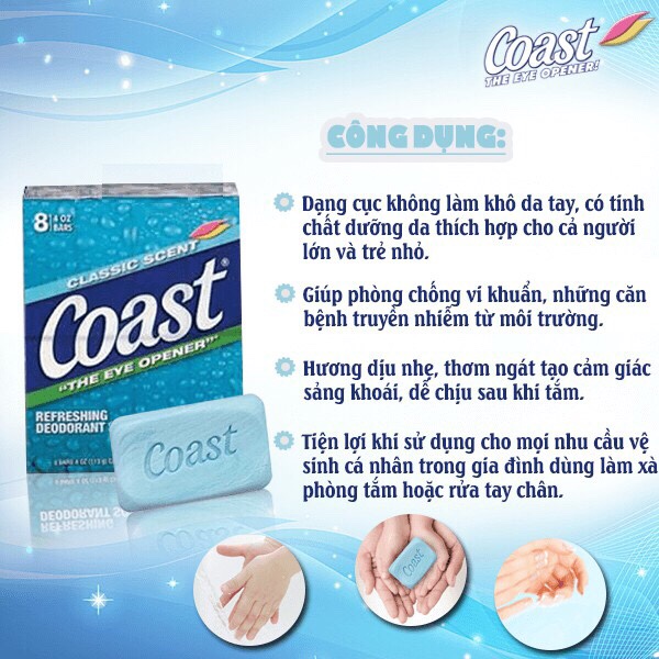 [HCM]XÀ BÔNG CỤC COAST HÀNG MỸ 113g ( Nguyên Lốc 8 Cục)