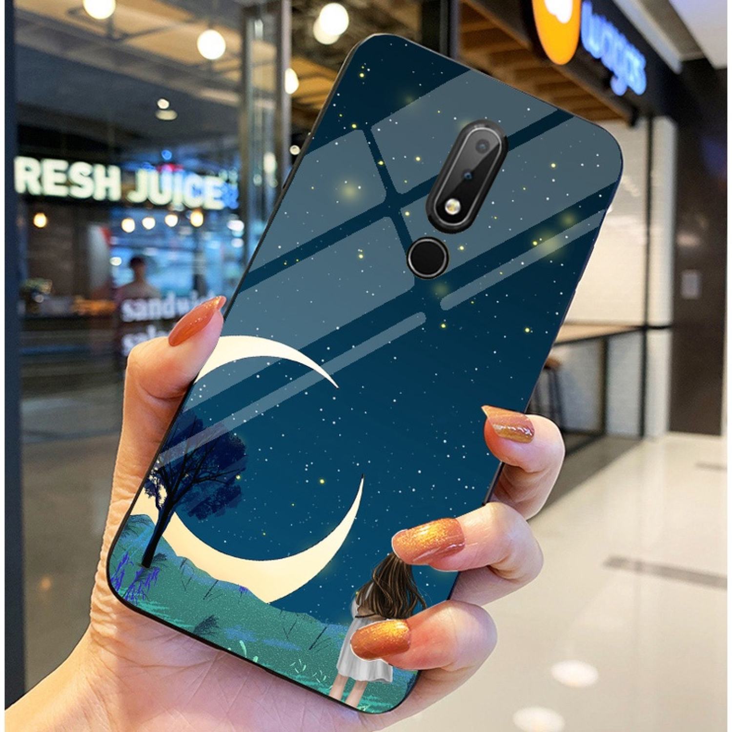 Ốp Lưng NOKIA 8.1 Ốp kính bóng cao cấp Phi Hành Gia