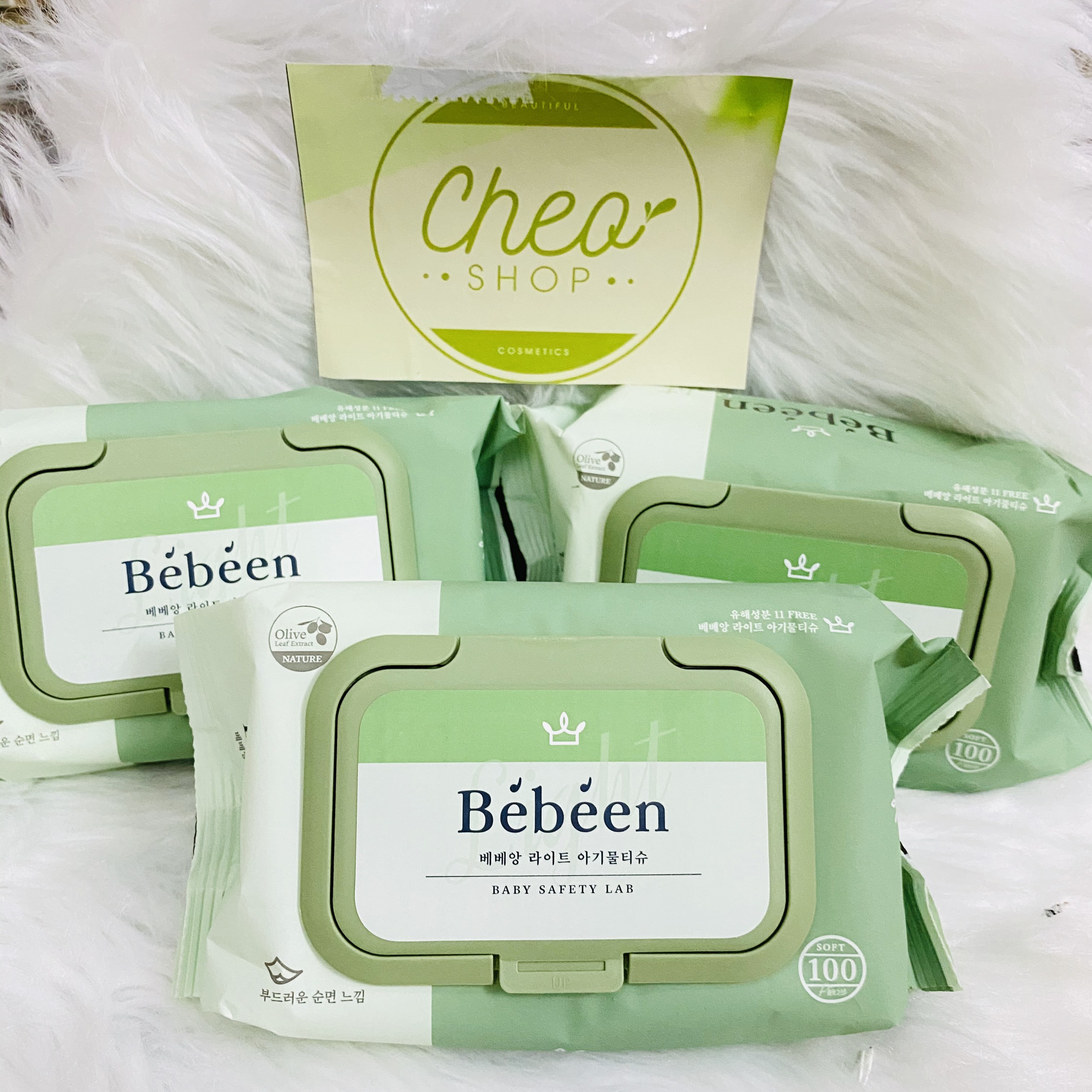Khăn ướt Bebeen Hàn Quốc 100 tờ không mùi XANH