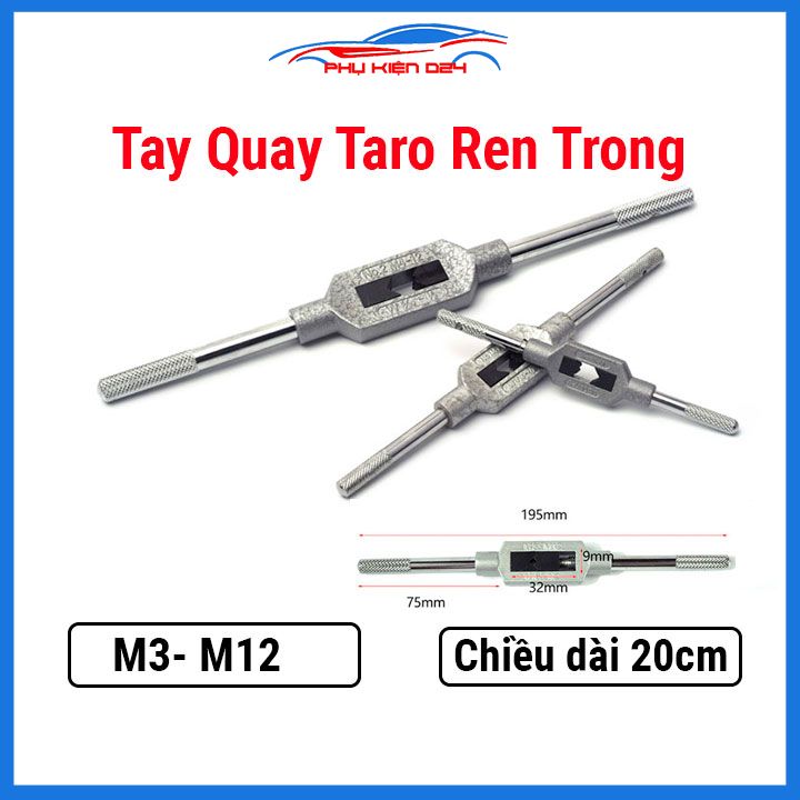 Bộ taro ren trong tay quay và 7 chi tiết tạo ren M3-M12 tiện lợi